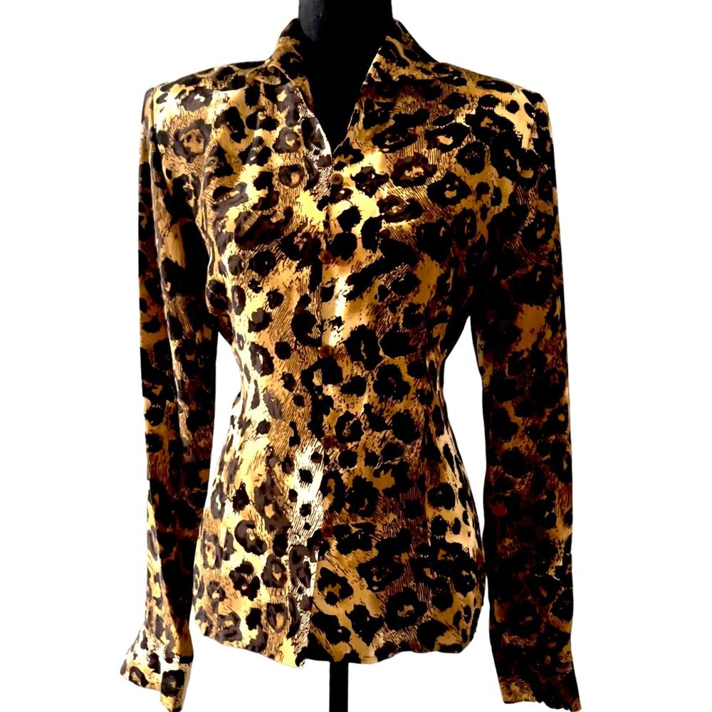 Vintage Carlisle Luxe Silk Animal Print Blouse